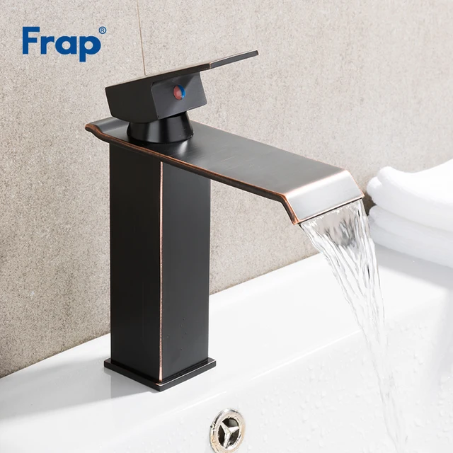 $US $43.55  Frap Black Basin Faucet Waterfall Single Handle Tap Vanity Sink Mixer Taps Deck Mounted Basin Bathr