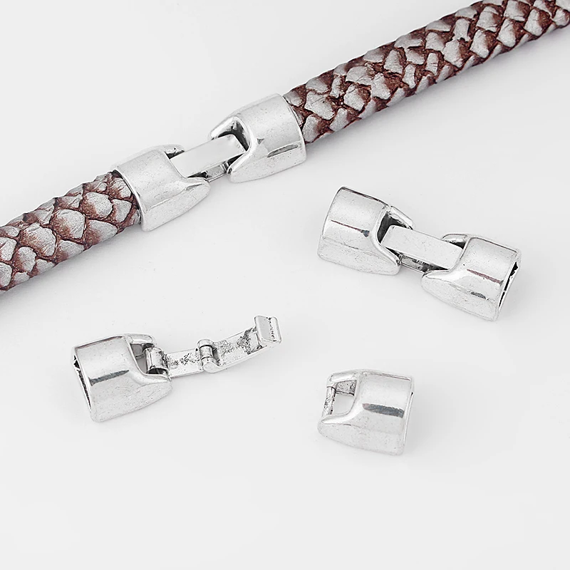 5 Sets Antique Silver 9.5x5.5mm End Cap Snap Clasp Bracelet Findings