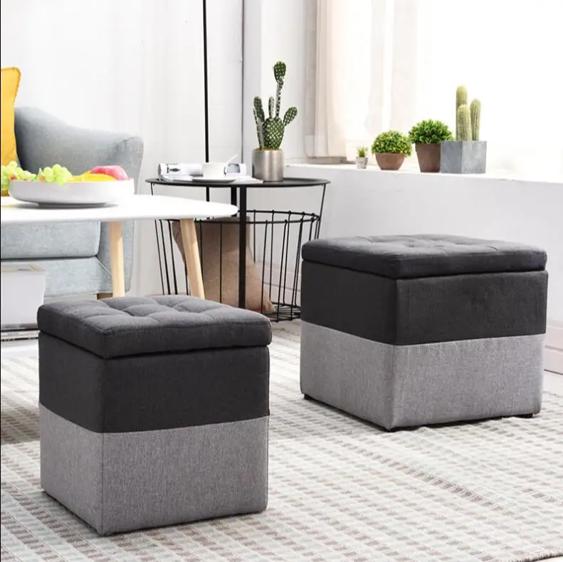 

Solid wood small stool cloth shoes stool storage stool living room sofa stool home creative large storage stool