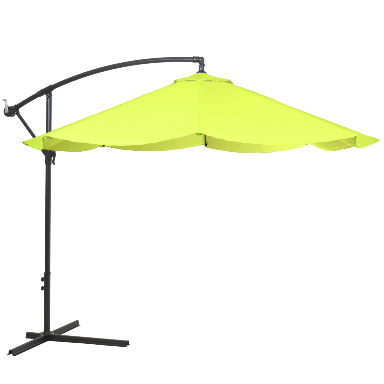 Offset 10 Foot Aluminum Hanging Patio Umbrella Lime Green with Cross Base Bars (3)
