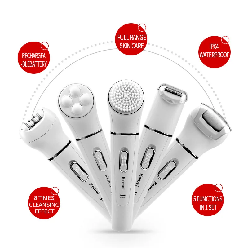 

5 In 1 Women Shaver Wool Device Electric Shaver Razor Women Epilator Shaving Lady's Shaver Callus Remover Facial Cleansing Brush