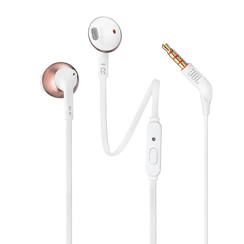 JBL T205A 3 5mm Wired Earphones Stereo Music Earbuds In ear HIFI Sport Headset 1 button Control Hands free Call with Microphone