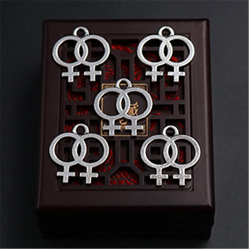 

8pcs Silver Color hollow double circle cross connection charm alloy pendants necklace bracelet DIY metal jewelry makings