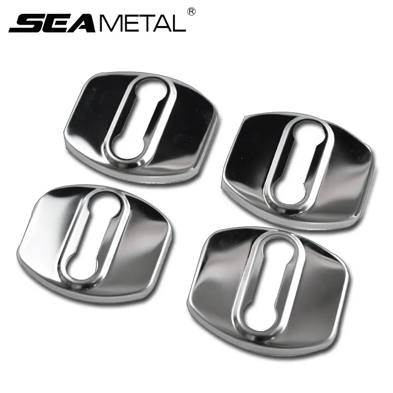 

SEAMETAL Car Door Lock Protector Covers Stainless Steel Latch Stickers For Hyundai Tucson Kia Sportage QL 2016 2017 Accessories