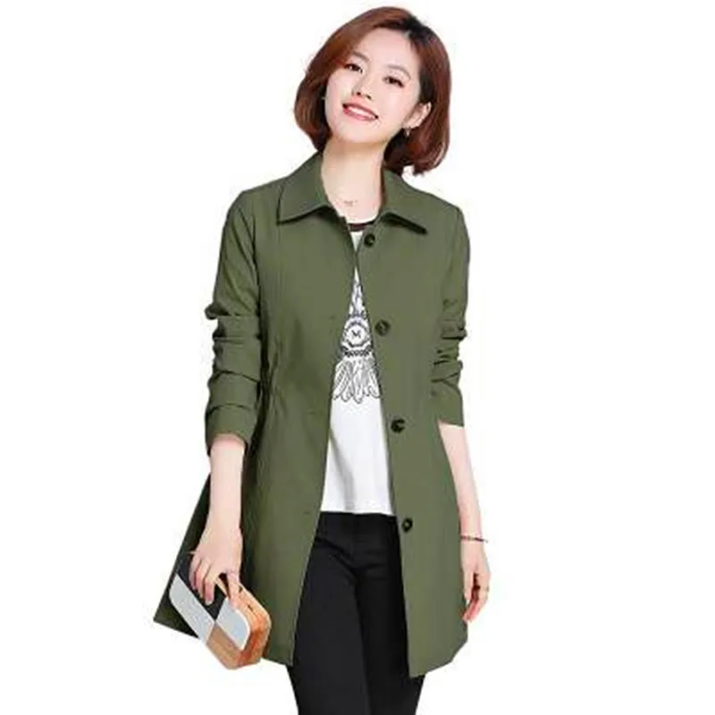 

Windbreaker Female Long Section 2019 New Korean Version of Commuter Spring and Autumn Thin Coat Long Sleeve Slim Large Size
