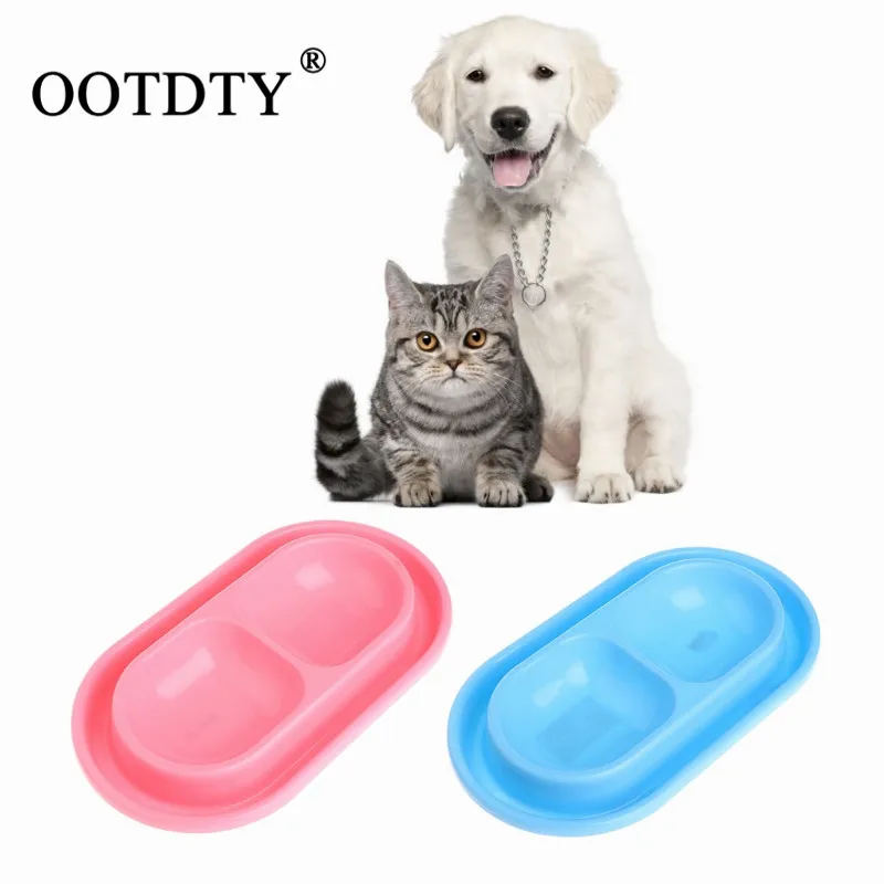 Pet Feeding Double Bowls Plastic Anti Ants Food Water Feeder For Dogs