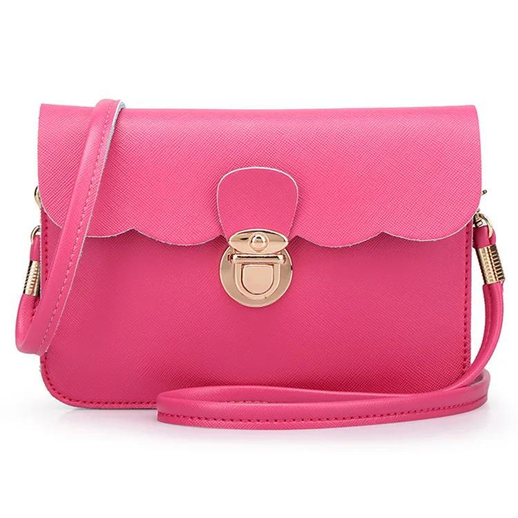 Винтажные повседневные кожаные сумочки ярких цветов,, женские вечерние сумочки, клатчи, женские мини сумки через плечо - Цвет: Rose Red