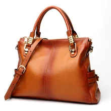 Г-жа Простой Кожа большой емкости Сумочка Европа и США первый слой кожа ведро сумка