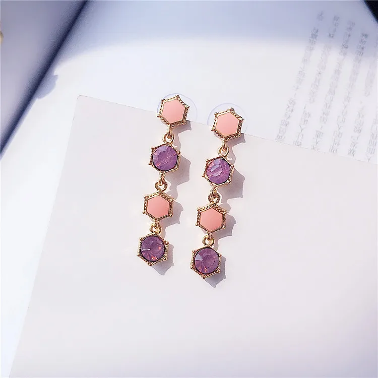 

Colorful Australia Rhinestone Geometric Long Crystal Drop Earring Elegant Women Fashion Jewelry Pendientes Mujer Christmas Gifts