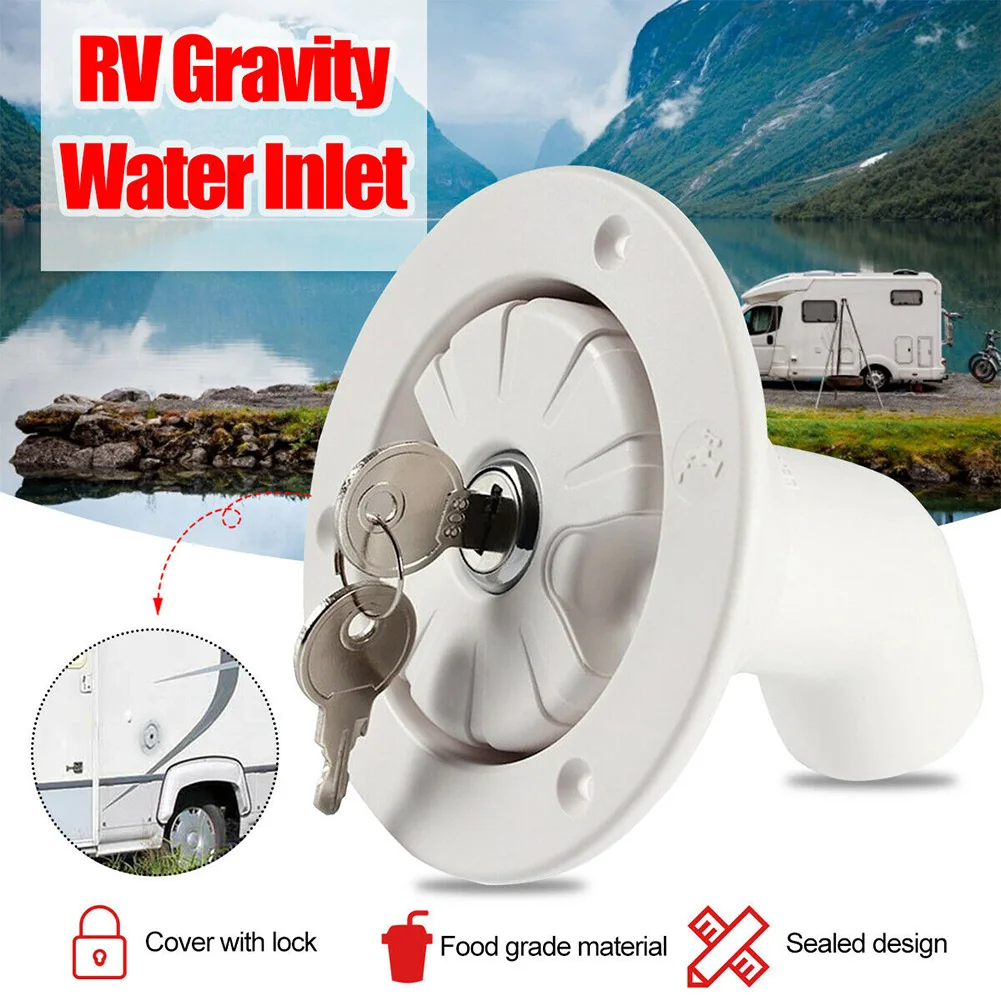 

2Pcs Fresh Caravan Hatch Gravity Water Inlet Lockable RV Inlet Boat Filler Neck Plastic Trailer Tank Filter Accessories