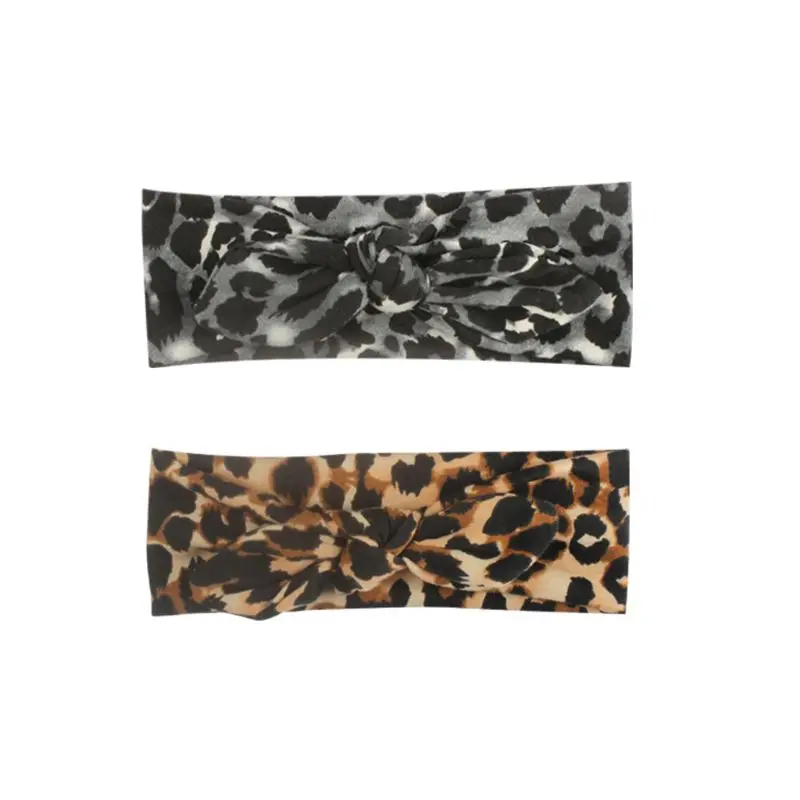 

New Hot Printing Stretch Cloth Leopard Rabbit Ears Children Headband Baby Hair Band Headwear