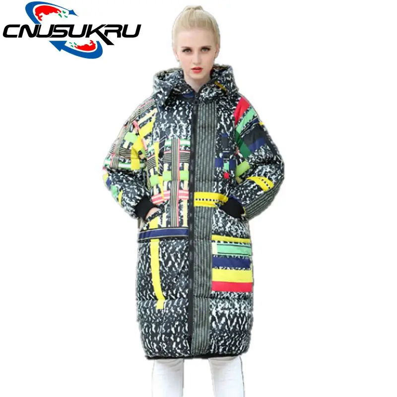 2017 Ukraine Fashion Long Winter Jacket Women Stri...