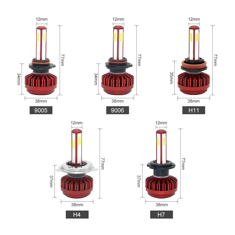 ANBLUB H4 светодиодный H7 H11 9005 9006 COB Светодиодный фар автомобиля лампы 110 W 12 V 24 V 4 стороны супер яркий авто фары лампы 6000 K