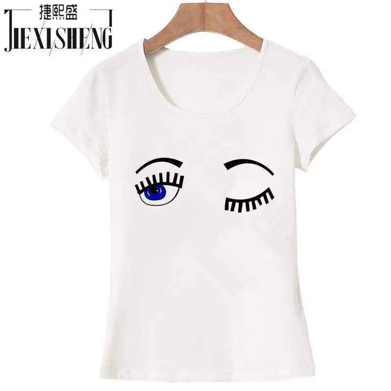 2019 Summer Fashion T Shirt Cotton O-neck Short Sleeved Chiara Ferragni Big Eyes Print T-shirt Casua