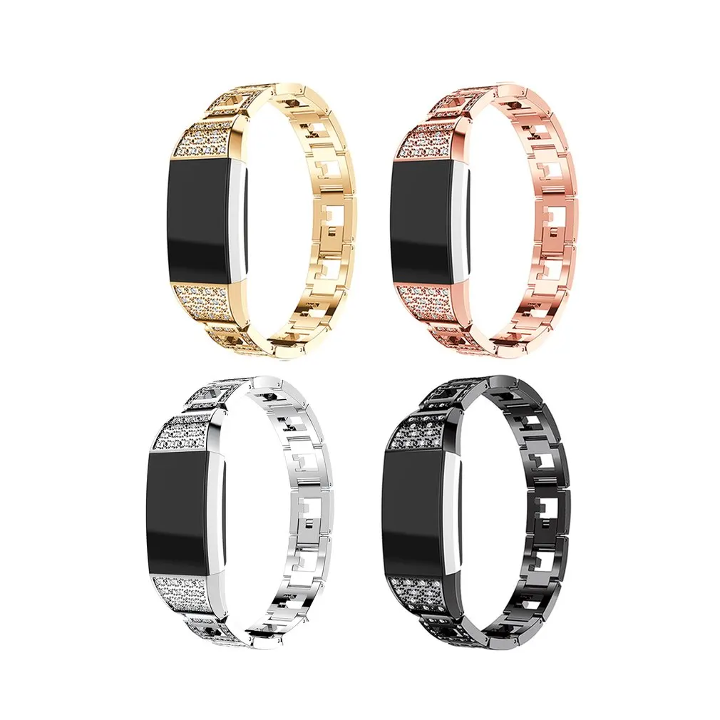 

Rhinestone Shiny Stainless Steel Watch Band For Fitbit Charge 2 Wrist Strap Band Bracelet Link Watchband smart Accessory gifts