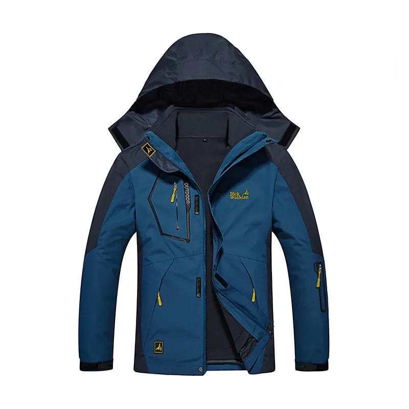30 градусов супер теплая зимняя Лыжная куртка мужская Водонепроницаемая дышащая сноубордическая зимняя куртка для катания на лыжах 3 в 1 Одежда большого размера - Цвет: Demin blue
