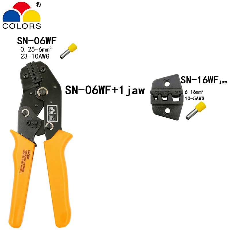 SN-28B обжимные плоскогубцы 10 челюстей для TAB 2,8 4,8 6,3/C3 XH2.54 3,96 2510/трубки/неизоляционные клеммы электрические клещи набор инструментов - Цвет: SN-06WF 16WF