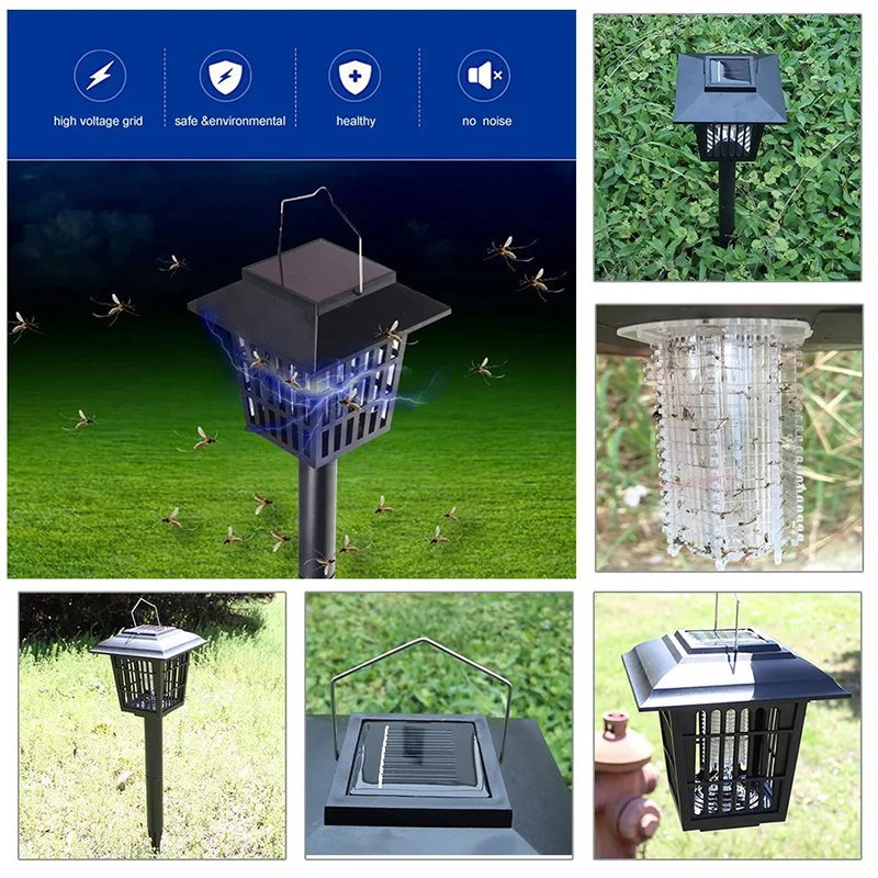 Solar Insect Pest Bug Mosquito Killer Zapper Lamp Outdoor Garden Lawn