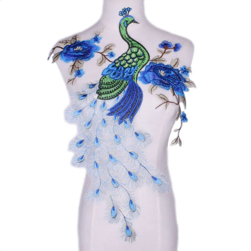 Embroidered Blue Lace Fabric Neckline Collar Applique Embroidery Sewing Patches Sewing Fabric DIY Accessories 1Pc lace fabric,sewing patches,lace sewing supplies,lace sewing accessories,lace accessories,lace garment accessories