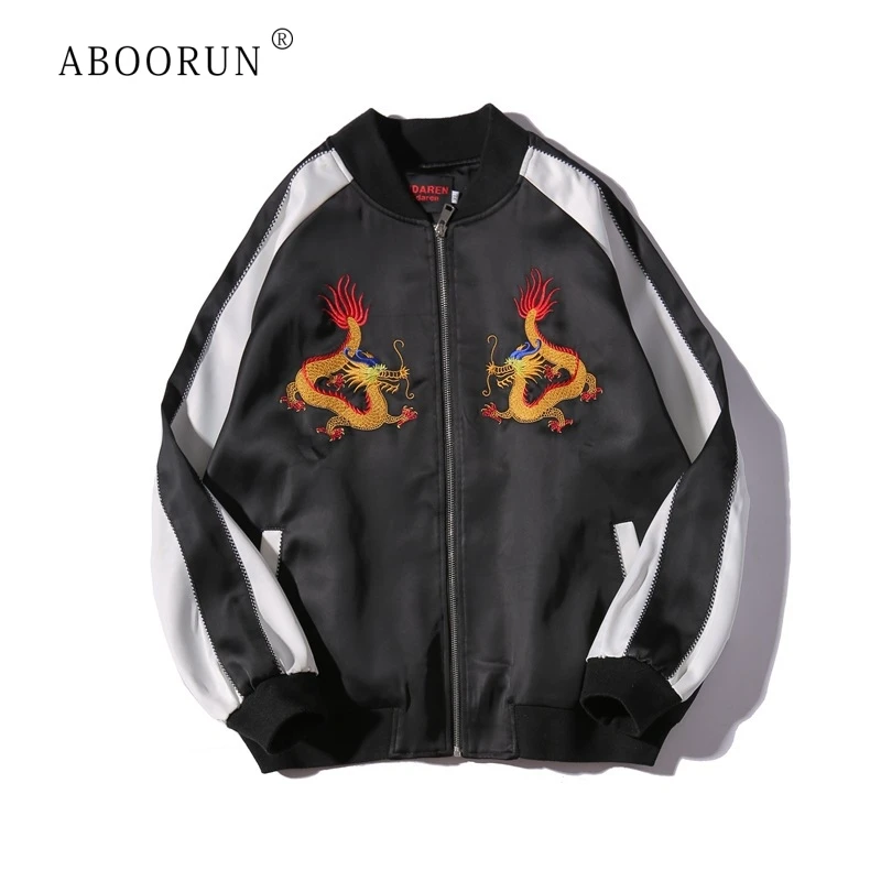 

Yokosuka Jacket Bomber Military Souvenir Jacket Spliced Embroidery Dragon/Bird Zipper Baseball Coat Brand Clothing Men Hip Hop