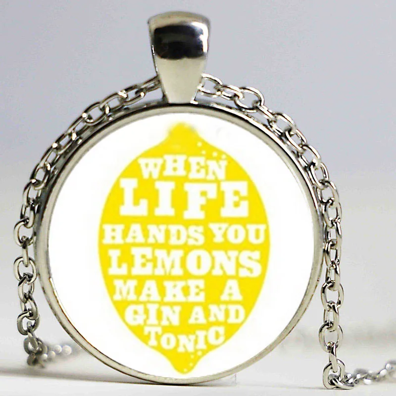 Ожерелье с подвеской Lemon graphics When Life Hands You Lemons в виде Джина и тоника подарок |