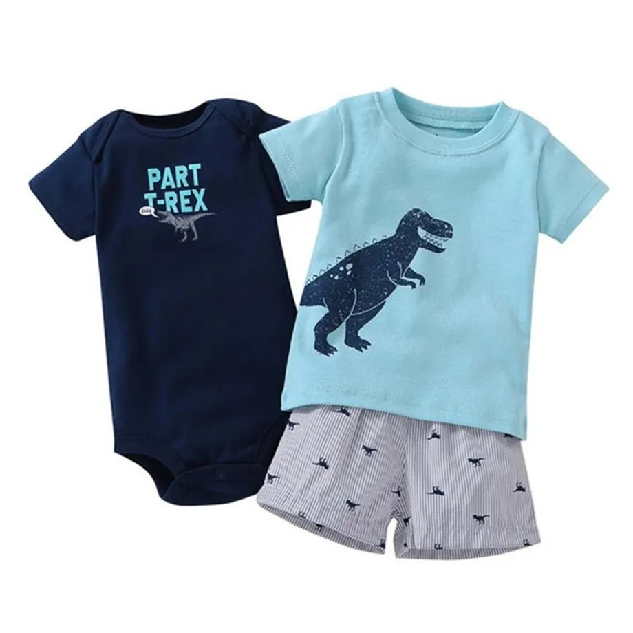 Любимый Модный комплект одежды для маленьких мальчиков, хлопок, летний комплект одежды для малышей, футболка+ боди для малышей+ штаны с рисунком