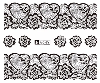 40 листов черного кружева для дизайна ногтей цветок переводные наклейки для воды сексуальные наклейки для ногтей красивые инструменты для украшения маникюра BEA625-672