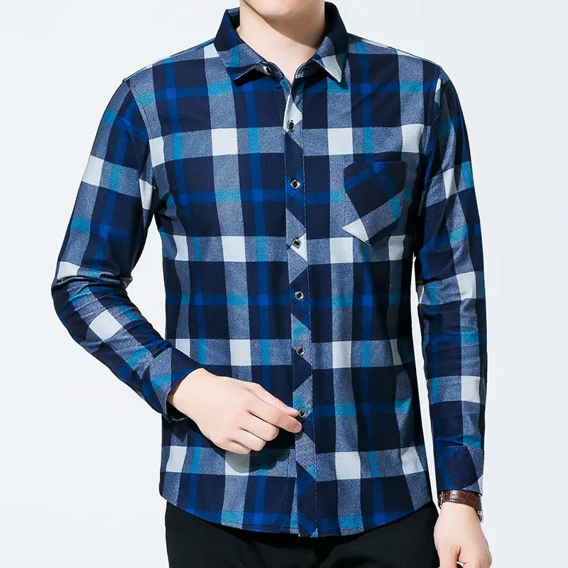 R.N.J. Brand Classic Patchwork Plaid Shirts Mens Clothes 2018 Long Sleeve Mens Dress Shirts Casual Slim fit Men Social Shirt