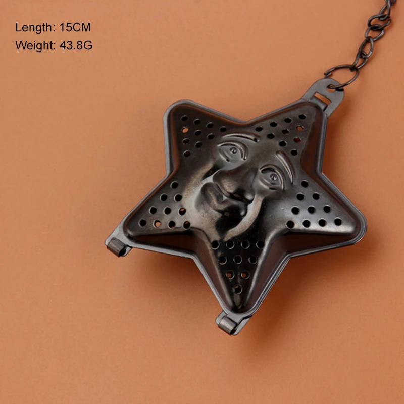 

YIBO Stainless Steel Odorless Tea Strainer Heart Star Shape Chain Household Tea Filter Home Practical Tea Tool Accessories