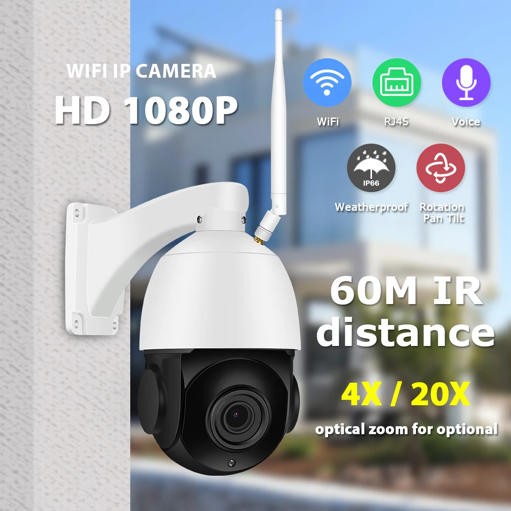 

Zoohi PTZ Wireless Camera Outdoor IP Camera Two Way Audio 1080p Rotatable Dome 20X Survellance Security Cameras WIFI 2MP IR 4X