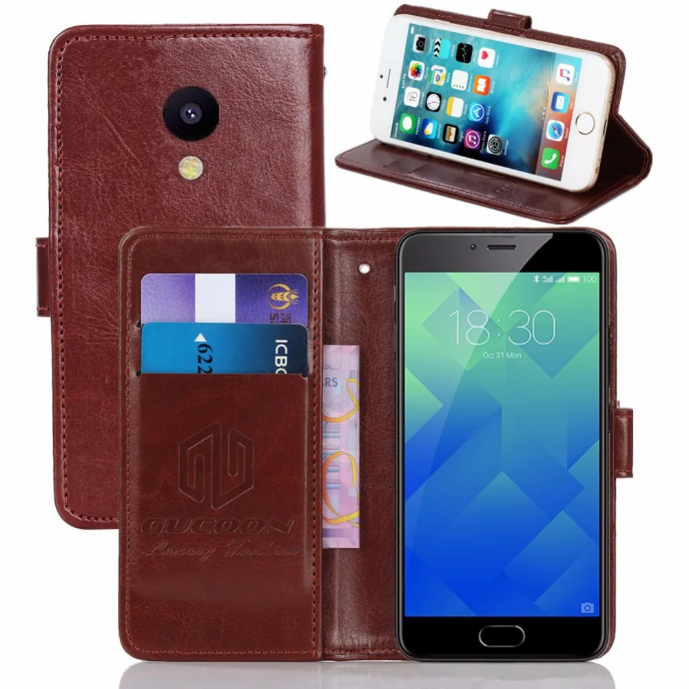 

GUCOON Vintage Wallet Case for Meizu M5 5.2inch PU Leather Retro Flip Cover Magnetic Fashion Cases Strap