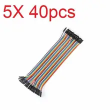 Free shipping 5X40pcs 20cm Male to Female Color Breadboard Cable Jump Wire Jumper For RC Models