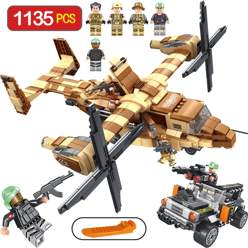 

Military Series Special Troops Osprey Helicopet Car Blocks Compatible LegoINGLY Eductional Building Bricks for Children
