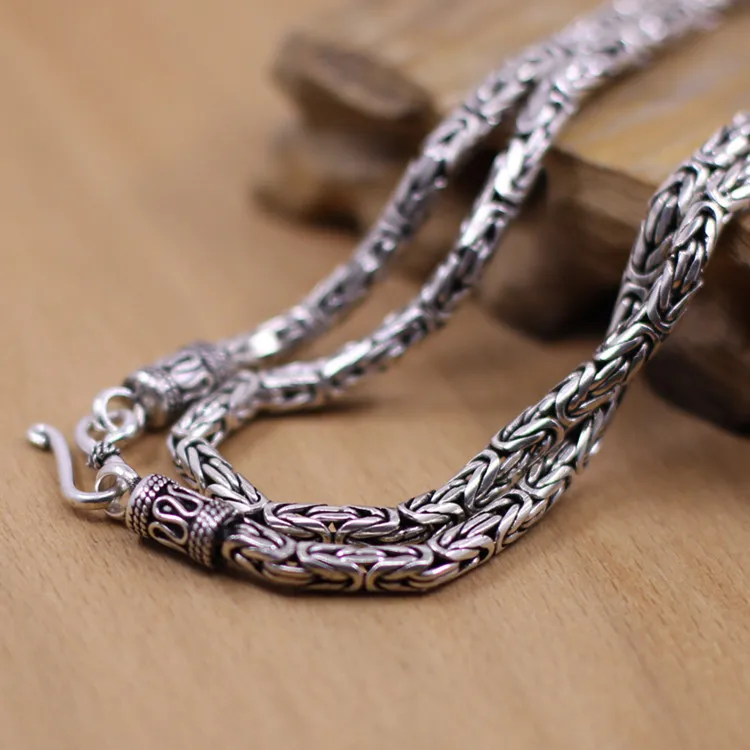 

Thai goods wholesale silver S925 silver Thai handmade antique silver 3mm diameter for men and women necklace 50cm (20 inches)