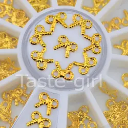 2 размера золотые галстуки-бабочки Форма matel Aolly ящичек для страз для 3D ногтей Советы украшения инструменты для ухода за красотой аксессуары