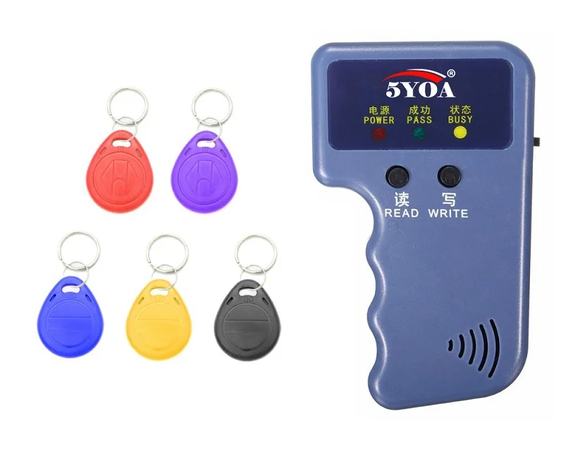 

Handheld 125KHz RFID Duplicator Copier Writer Programmer Reader +6 Keys+6pcs Cards EM4305 T5577 Rewritable ID Keyfobs Tags Card