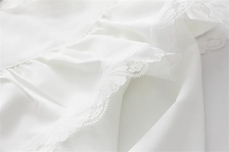 Корейский стиль, blusas femininas elegante, винтажный белый кружевной воротник-стойка с оборками, рубашка с длинными рукавами, блузка для девочек, PZ488