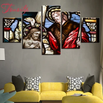 

TOUOILP 5 Pieces Christian Jesus 5d Diamond Painting Cross Stitch icon 5d Diamond Embroidery for children diamond Mosaic pattern