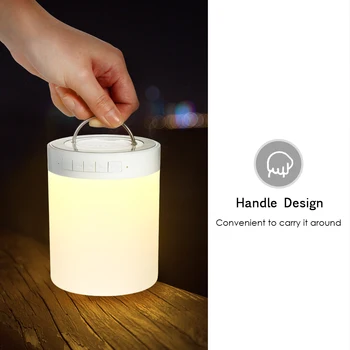 

RGB LED Night Lamp USB Rechargeable Smart Wireless Touch Control Dimmable Mood Lamp Support TF Card AUX-in Hands-free Calling