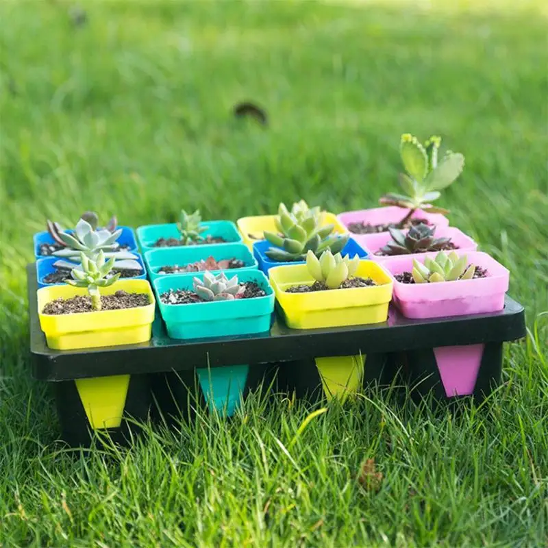 20 шт. мини квадратный пластиковый цветочный горшок для растений домашний сад зеленые растения лотки для посадки цветов для поднятия почвы садовые инструменты