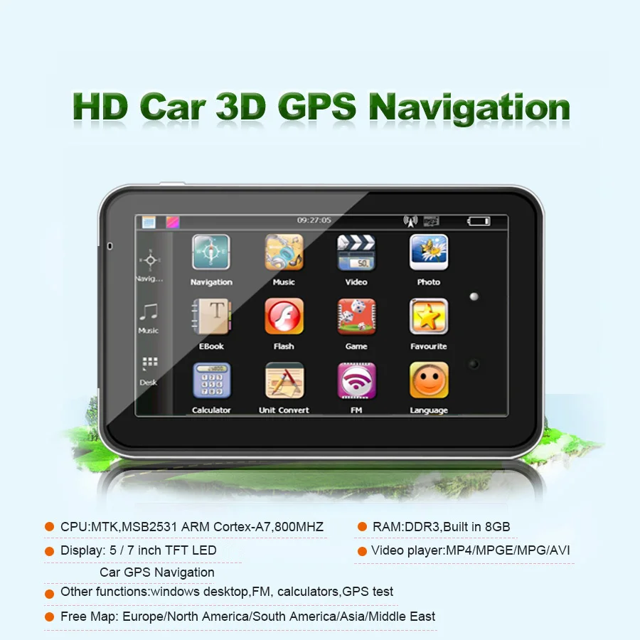 TOPSOURCE " 7" 256 м 8 г hd Автомобильный gps навигатор грузовик gps навигатор преднатяг gps карта windows ce6.0 800 МГц MSB2531 ARM Cortex A7