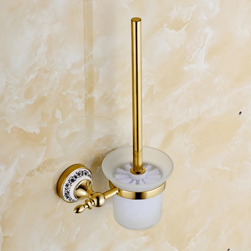 Золотой полированной PorcelainToilet щеткодержатели из нержавеющей стали настенные аксессуары для ванной комнаты 08TBH