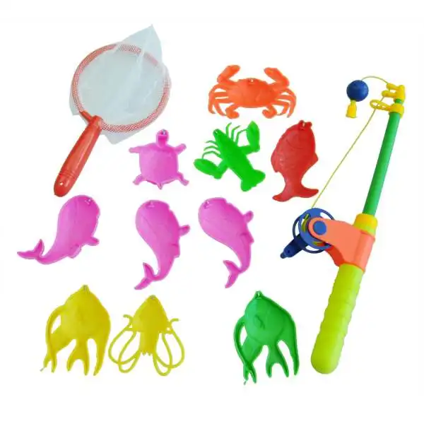 

New Magnetic 3D Fishing Toy gift set Rod Model Net 10 Fish Kid Children Baby Bath Time Fun Game Outdoor plastic fish toy