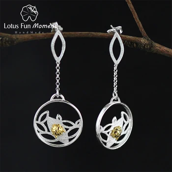 

Lotus Fun Moment Real 925 Sterling Silver Natural Creative Fashion Jewelry Ladybird Beetle Dangle Earrings for Women Brincos