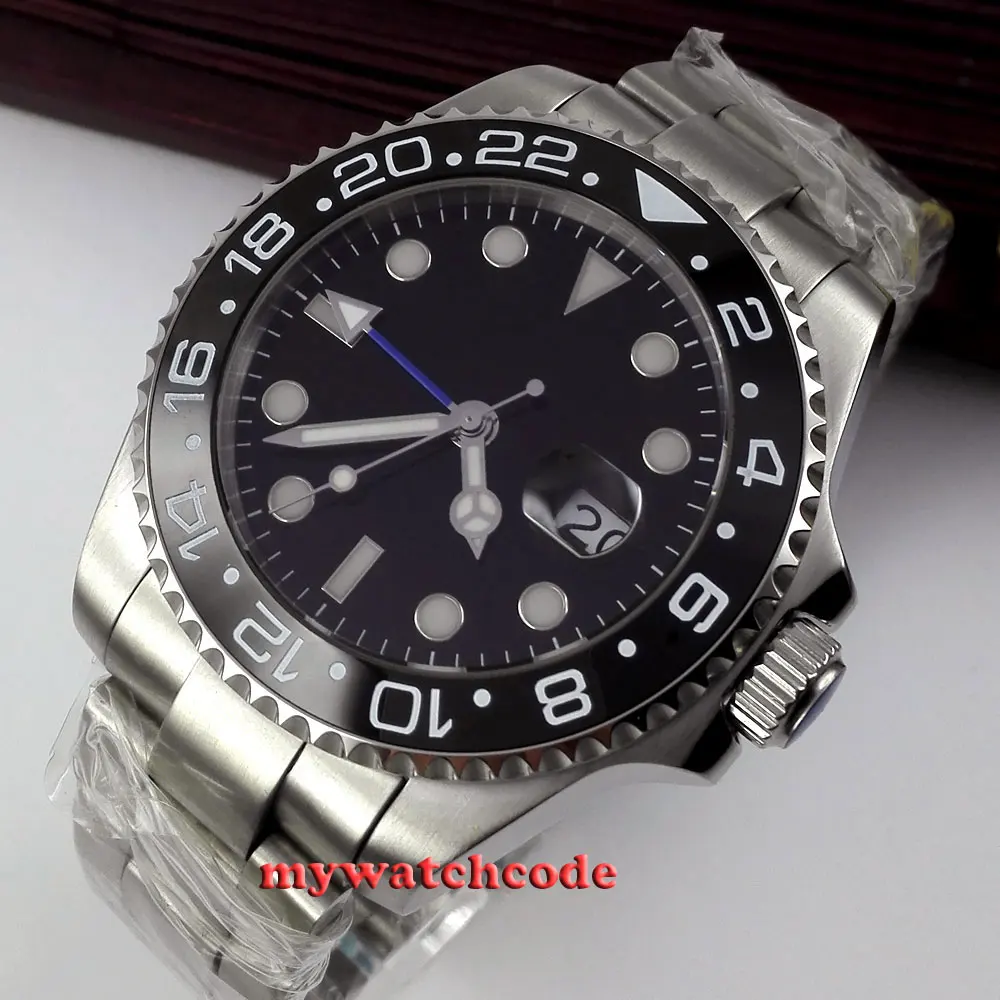 43mm bliger sterile dial luminous black dial ceramic bezel sapphire crystal automatic mens watch P349 43mm bliger sterile dial luminous black dial ceramic bezel sapphire crystal automatic mens watch P349
