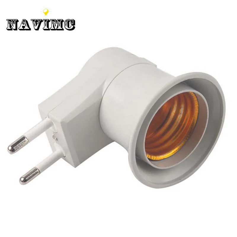 

1PC Hot Sell Practical White E27 LED Light Socket To EU Plug Holder Adapter Converter ON/OFF For Bulb Lamp