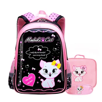 2019 Children Cute Cartoon Cat Backpack Girls PU Primary Schoolbag Kindergarten Kids Hard Shell Book Backpacks Mochila Infantil