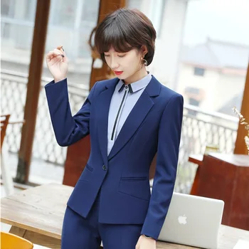 

Navy Blue Uniform Styles Formal Blazers & Jackets Coat For Ladies Office Business Women Outwear Female Tops Plus Size 4XL