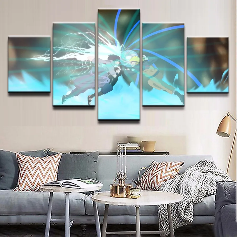 

Home Decoration Wall Art HD Printed 5 Pieces Naruto Role Canvas Painting Character Posers Modular Pictures For Living Room Frame