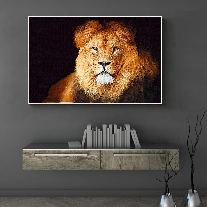 

Lion Leopard Animals Simple Print Poster Art Canvas Painting Home Decor Chic Wall Picture Ornament Living Room Coffee Shop Mural